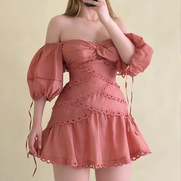 ASOS Dresses & Skirts - ASOS Off The Shoulder Coquette Voile Mini Dress With Lace